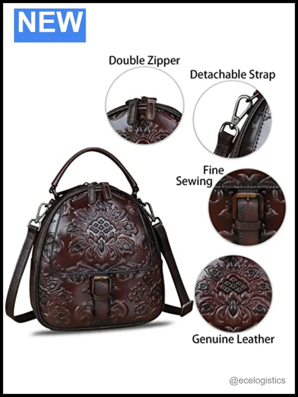 Genuine Leather Backpack for Women Crossbody Shoulder Bag Vintage Rucksack